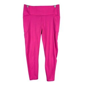 Womens Gap Fit Pink High Waisted 7/8 Leggings Polyester Blend Stretch Size L